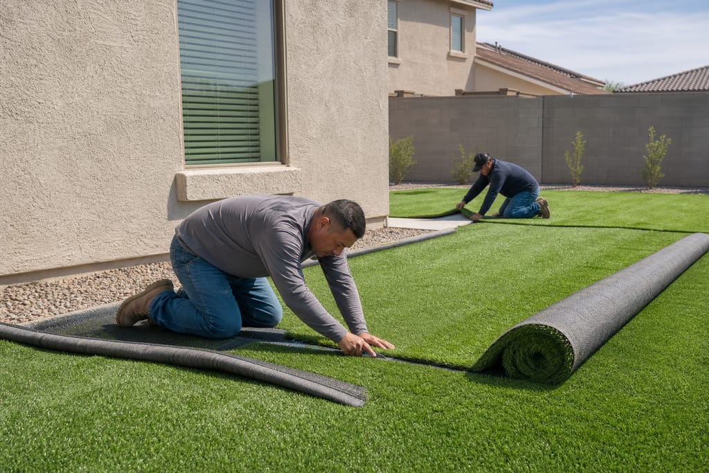 Turf placement and seaming photo