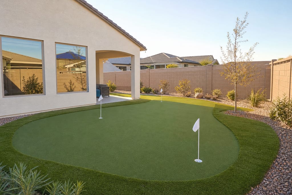 Residential Backyard Turf Installation photo
