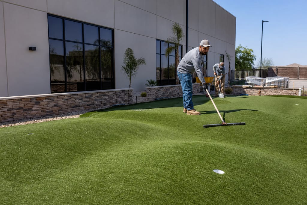 Commercial-grade turf placement photo