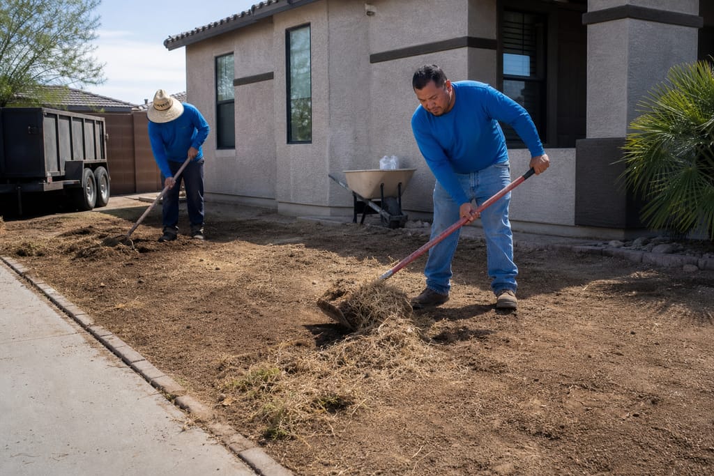 Dead lawn removal photo